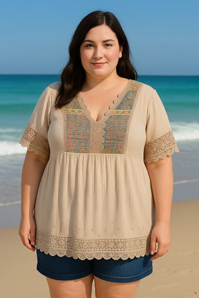 Picture of CURVY GIRL LIGHT COTTON CREPE BLOUSE